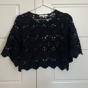 Alexis Black Floral Crochet Crop Top